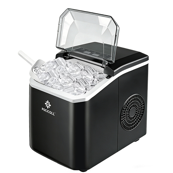 Countertop Ice Maker Machine 9 Ice Cubes Ready in 6 Mins,  for Home/Kitchen/Camping/RV. (Black)